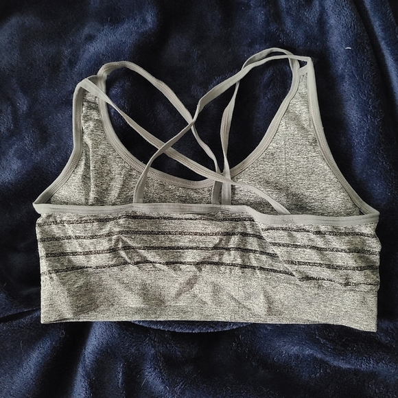 Bebe Gray Black Workout Sports Bra 1x Cup D-E - Picture 7 of 12